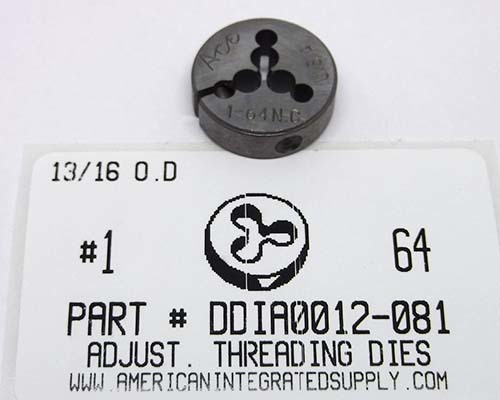 #1-64 ADJUSTABLE DIE 13/16 ROUND HIGH CARBON STEEL