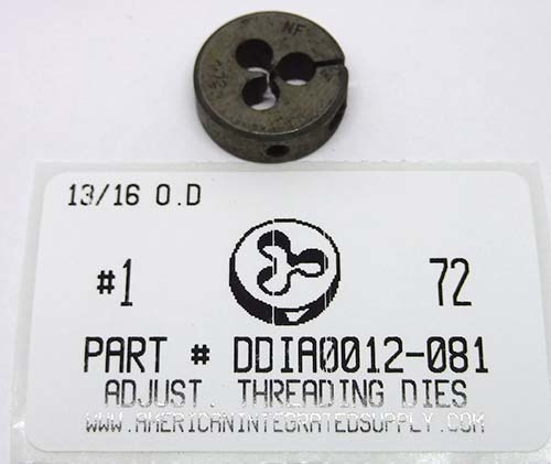 #1-72 ADJUSTABLE DIE 13/16 ROUND HIGH CARBON STEEL