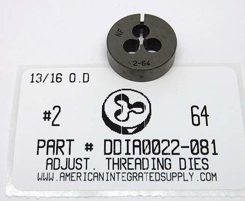#2-64 ADJUSTABLE DIE 13/16 ROUND HIGH CARBON STEEL