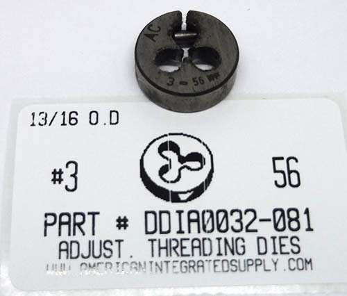 #3-56 ADJUSTABLE DIE 13/16 ROUND HIGH CARBON STEEL