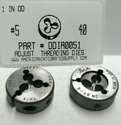 #5-40 ADJUSTABLE DIE 1" ROUND HIGH CARBON STEEL