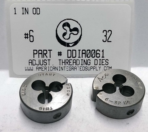 #6-32 ADJUSTABLE DIE 1" ROUND HIGH CARBON STEEL