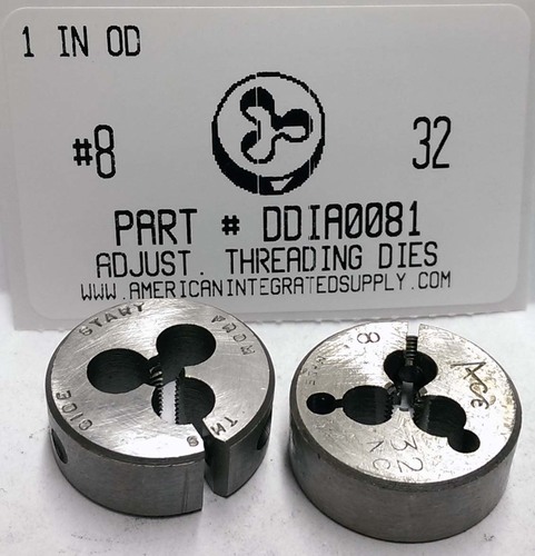 #8-32 ADJUSTABLE DIE 1" ROUND HIGH CARBON STEEL