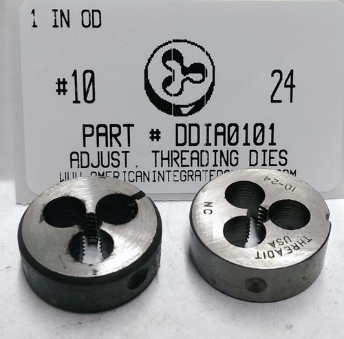 #10-24 ADJUSTABLE DIE 1" ROUND HIGH CARBON STEEL