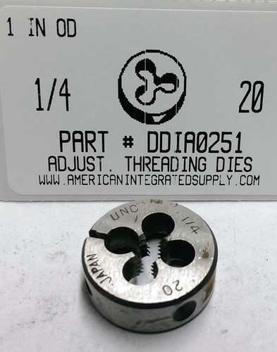 1/4-20 ADJUSTABLE DIE 1" ROUND HIGH CARBON STEEL