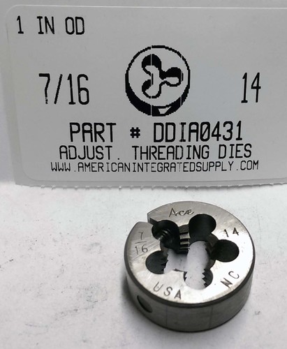 7/16-14 ADJUSTABLE DIE 1" ROUND HIGH CARBON STEEL