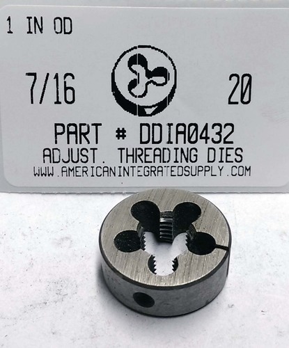 7/16-20 ADJUSTABLE DIE 1" ROUND HIGH CARBON STEEL