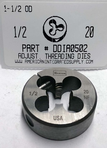 1/2-20 ADJUSTABLE DIE 1-1/2" ROUND HIGH CARBON STEEL