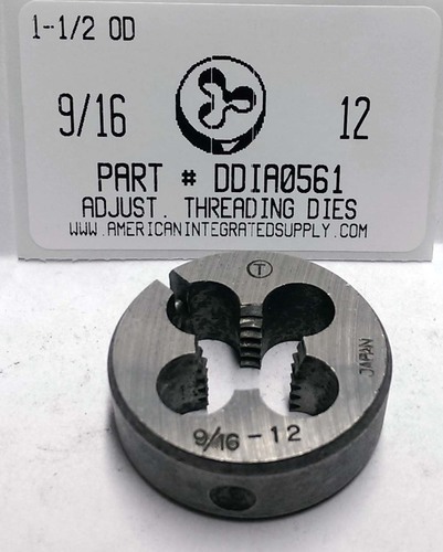 9/16-12 ADJUSTABLE DIE 1-1/2" ROUND HIGH CARBON STEEL