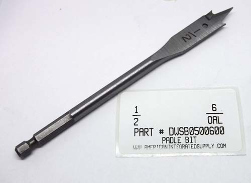 1/2X6-1/4 WOOD SPADE BIT 1/4" HEX SHANK