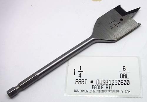 1-1/4"X6-1/4 WOOD SPADE BIT 1/4" HEX SHANK