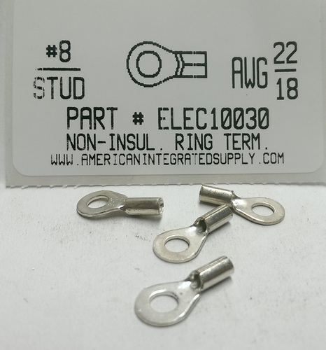#8 RING 22-18 GAUGE NON-INSULATED SOLDERLESS TERMINAL
