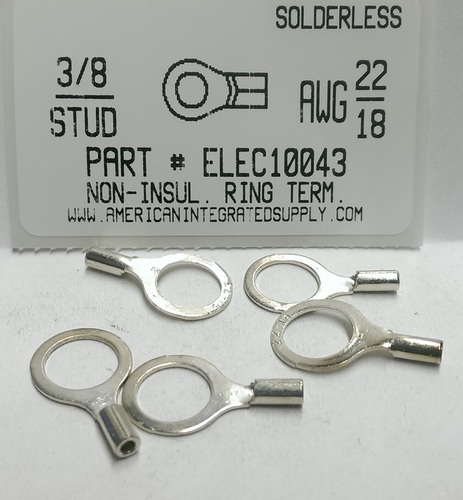 3/8 RING 22-18 GAUGE NON-INSULATED SOLDERLESS TERMINAL
