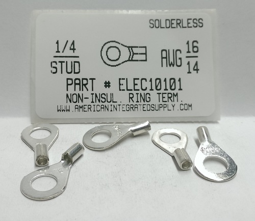 1/4 RING 16-14G NON-INSULATED SOLDERLESS TERMINAL
