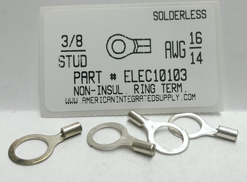 3/8 RING 16-14 GAUGE NON-INSULATED SOLDERLESS TERMINAL