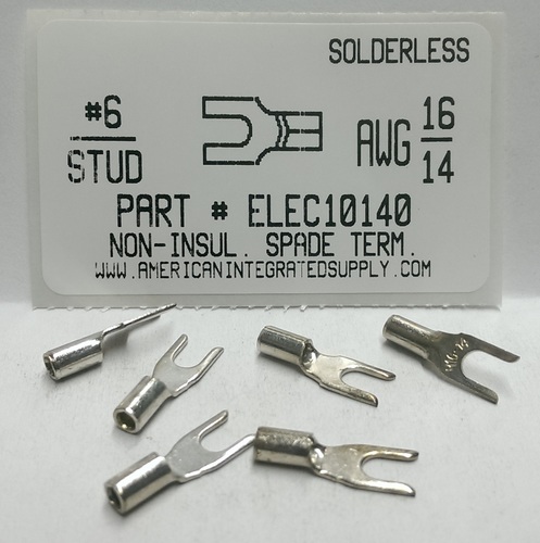 #6 SPADE 16-14 GAUGE NON-INSULATED SOLDERLESS TERMINAL