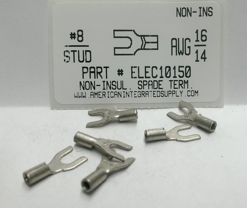 #8 SPADE 16-14 GAUGE NON-INSULATED SOLDERLESS TERMINAL
