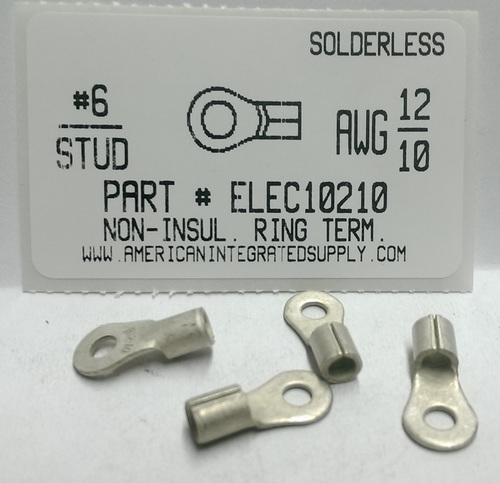 #6 RING 12-10 GAUGE NON-INSULATED SOLDERLESS TERMINAL