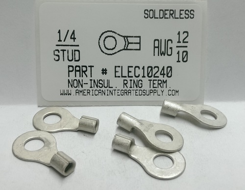 1/4 RING 12-10 GAUGE NON-INSULATED SOLDERLESS TERMINAL