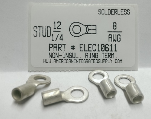 12-1/4 RING 8  GAUGE NON-INSULATED SOLDERLESS TERMINAL
