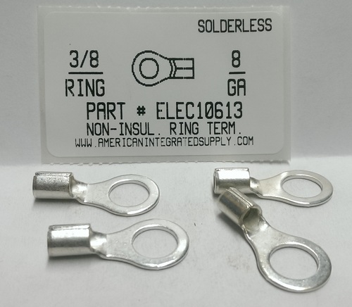 3/8 RING 8 GAUGE NON-INSULATED SOLDERLESS TERMINAL