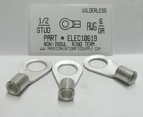 1/2 RING 6 GAUGE NON-INSULATED SOLDERLESS TERMINAL