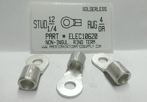 12-1/4 RING 4 GAUGE NON-INSULATED SOLDERLESS TERMINAL