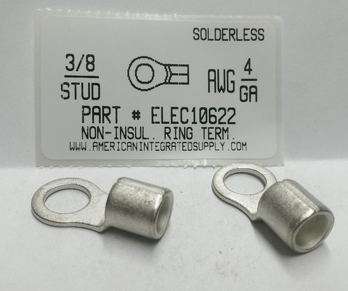 3/8 RING 4 GAUGE NON-INSULATED SOLDERLESS TERMINAL