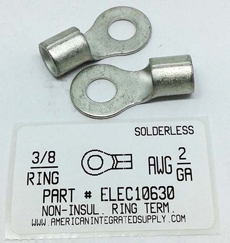 3/8 RING 2 GAUGE NON-INSULATED SOLDERLESS TERMINAL