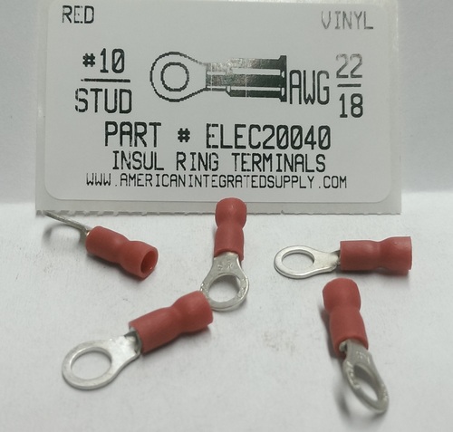 #10 RING 22-18 GAUGE VINYL INSULATED SOLDERLESS TERMINAL