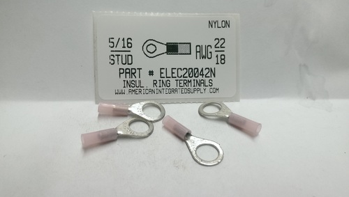 5/16 RING 22-18 GAUGE NYLON INSULATED SOLDERLESS TERMINAL