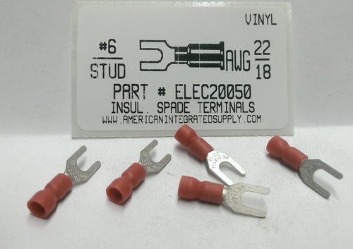 #6 SPADE 22-18 GAUGE VINYL INSULATED SOLDERLESS TERMINAL