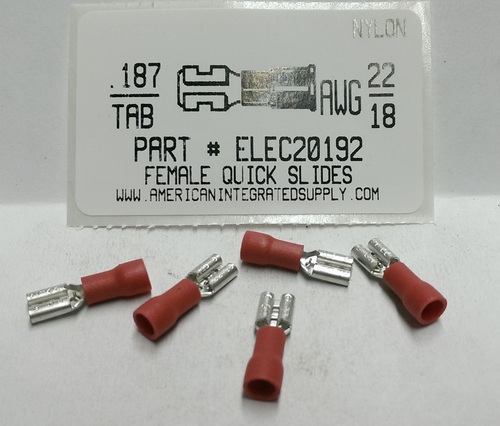 .187 F Q-DISCONNECT 22-18 GAUGE VINYL INSULATED SOLDERLESS TERMINAL