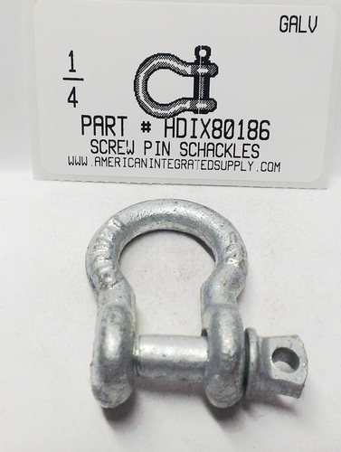 1/4 SCREW PIN ANCHOR SHACKLE HOT DIPPED GALVANIZED RATED CAPACITY 1000 LBS