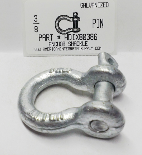 3/8 SCREW PIN ANCHOR SHACKLE HOT DIPPED GALVANIZED RATED CAPACITY 2000 LBS