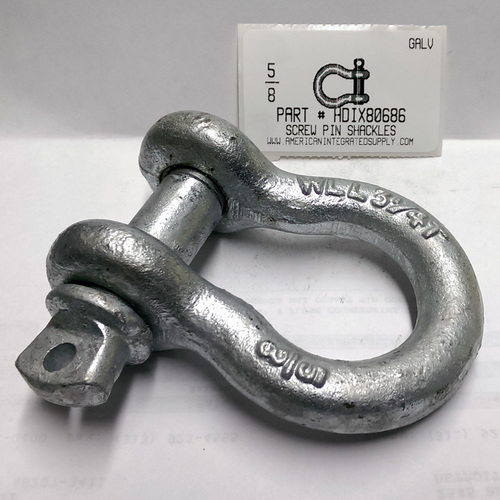 5/8 SCREW PIN ANCHOR SHACKLE HOT DIPPED GALVANIZED RATED CAPACITY 6500 LBS