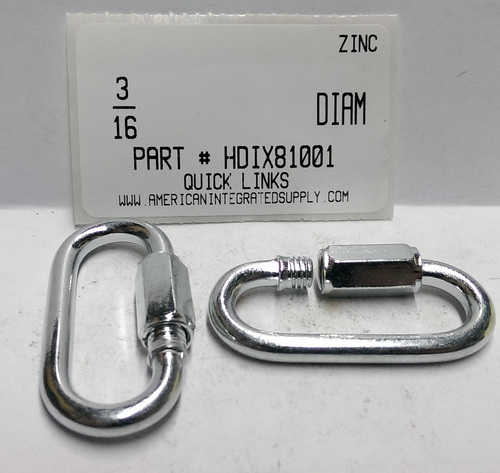 3/16 QUICK LINK ZINC RATED CAPACITY 660 LBS