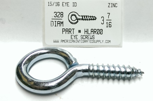 3-7/16 SCREW EYE LARGE EYE STL ZP EYE ID 15/16" STEM 1-7/8" THRD LENGTH 1-1/2" .328 DIAM