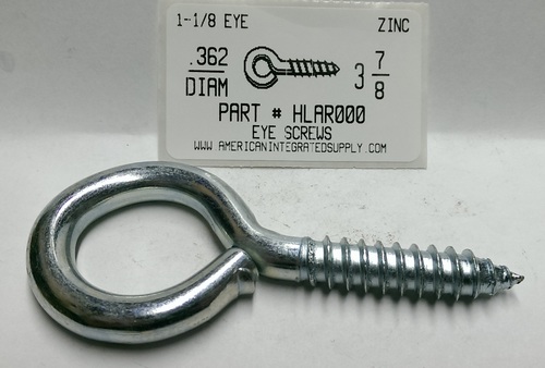 3-7/8 SCREW EYE LARGE EYE ZP EYE ID 1-1/8" STEM 2-1/16" THRD LENGTH 1-5/8" .362 DIAM