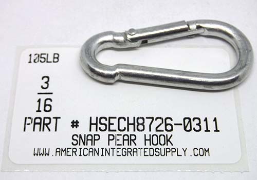 3/16 SNAP PEAR HOOK RATED CAPACITY 105LB