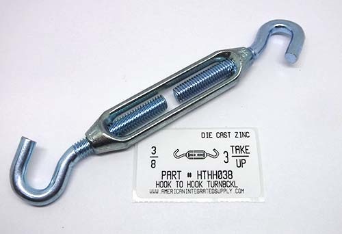 3/8X3 HOOK & HOOK TURNBUCKLE DIE CAST ZINC PLATED