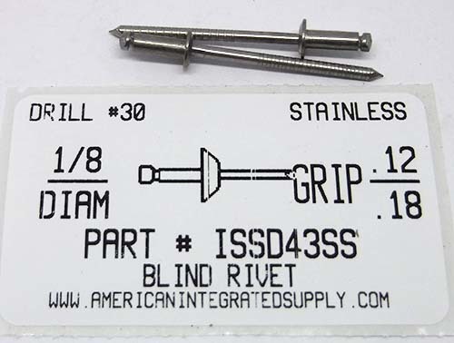 1/8 BLIND RIVET.125-.187 GRIP STAINLESS RIVET STAINLESS MANDREL