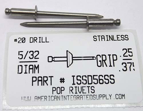 5/32 BLIND RIVET .251-.375 GRIP STAINLESS RIVET STAINLESS MANDREL