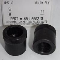 5/8-11 INTERNAL WRENCHING ALLEN NUT ALLOY STEEL BLACK (DISCONTINUED)