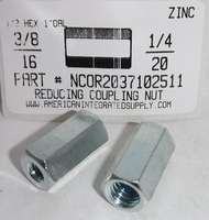 3/8-16X1/4-20 REDUCING COUPLING NUT STEEL ZINC PLATED