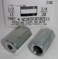 1/2-13X1/4-20 REDUCING COUPLING NUT STEEL ZINC PLATED (DISCONTINUED)