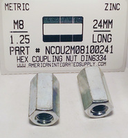 M8-1.25X24MM HEX COUPLING NUT STEEL ZINC PLATED D6334