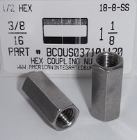 3/8-16X1/2X1-1/8 HEX COUPLING NUT 18-8 STAINLESS STEEL