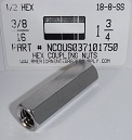 3/8-16X1-3/4 HEX COUPLING NUT 18-8 STAINLESS STEEL
