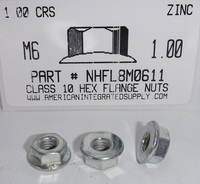 M6-1.00 HEX FLANGE NUT CLASS 10 STEEL ZINC D6923